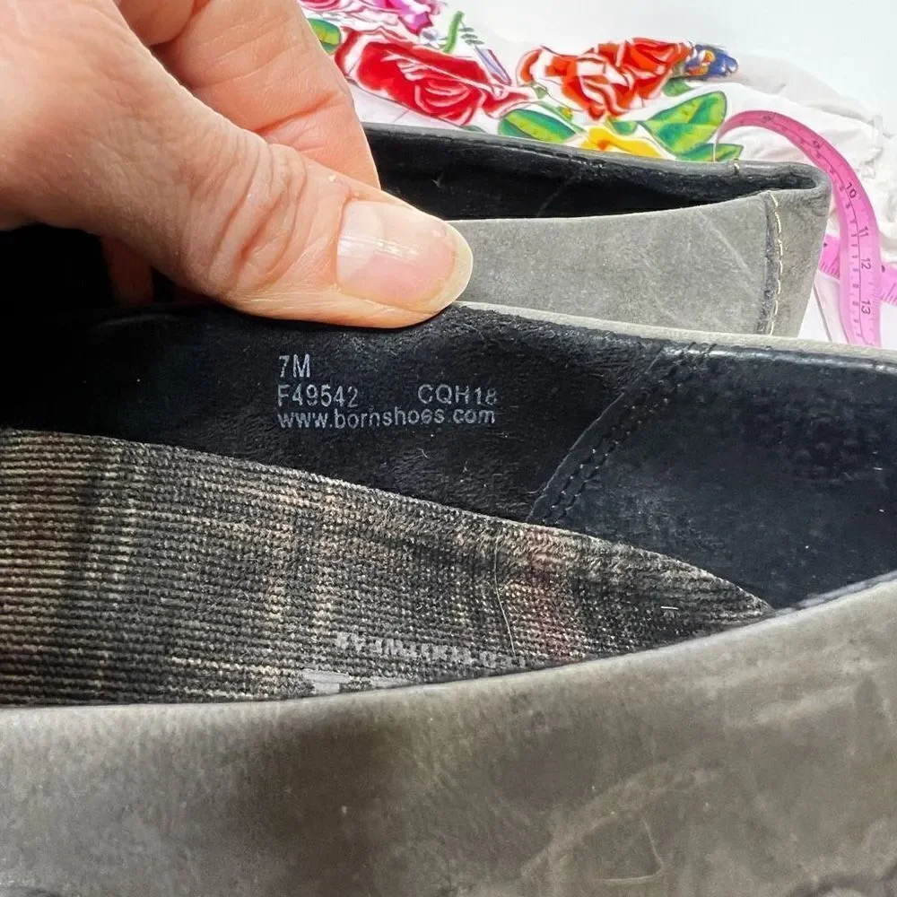 Born Gray Brown Leather Slip On Comfort Loafers - Picture 7 of 9